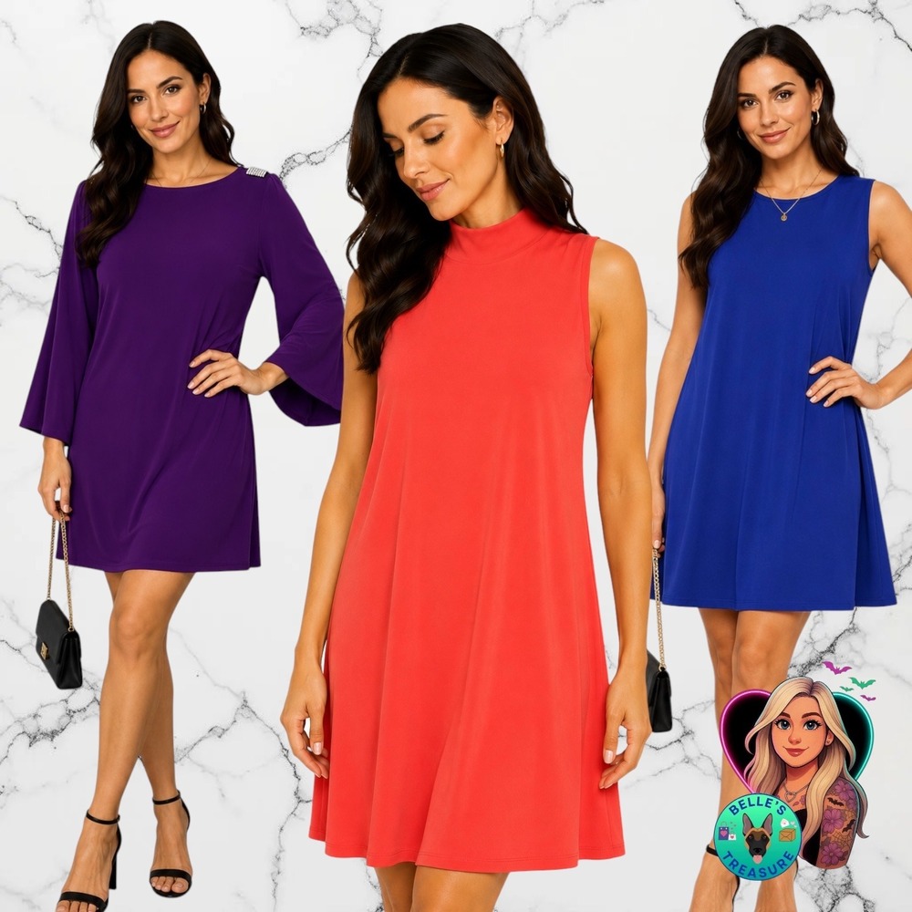 Nik and Nash Dress Bundle LOT of 3 Purple Orange Blue Mini A-Line Women's M/L